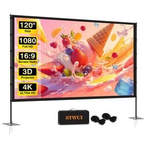 120" Outdoor & Indoor Projector Screen with Stand, 16:9 HD